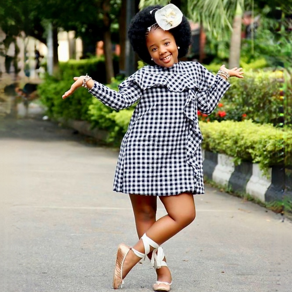 Zara girls gingham dress with flounce